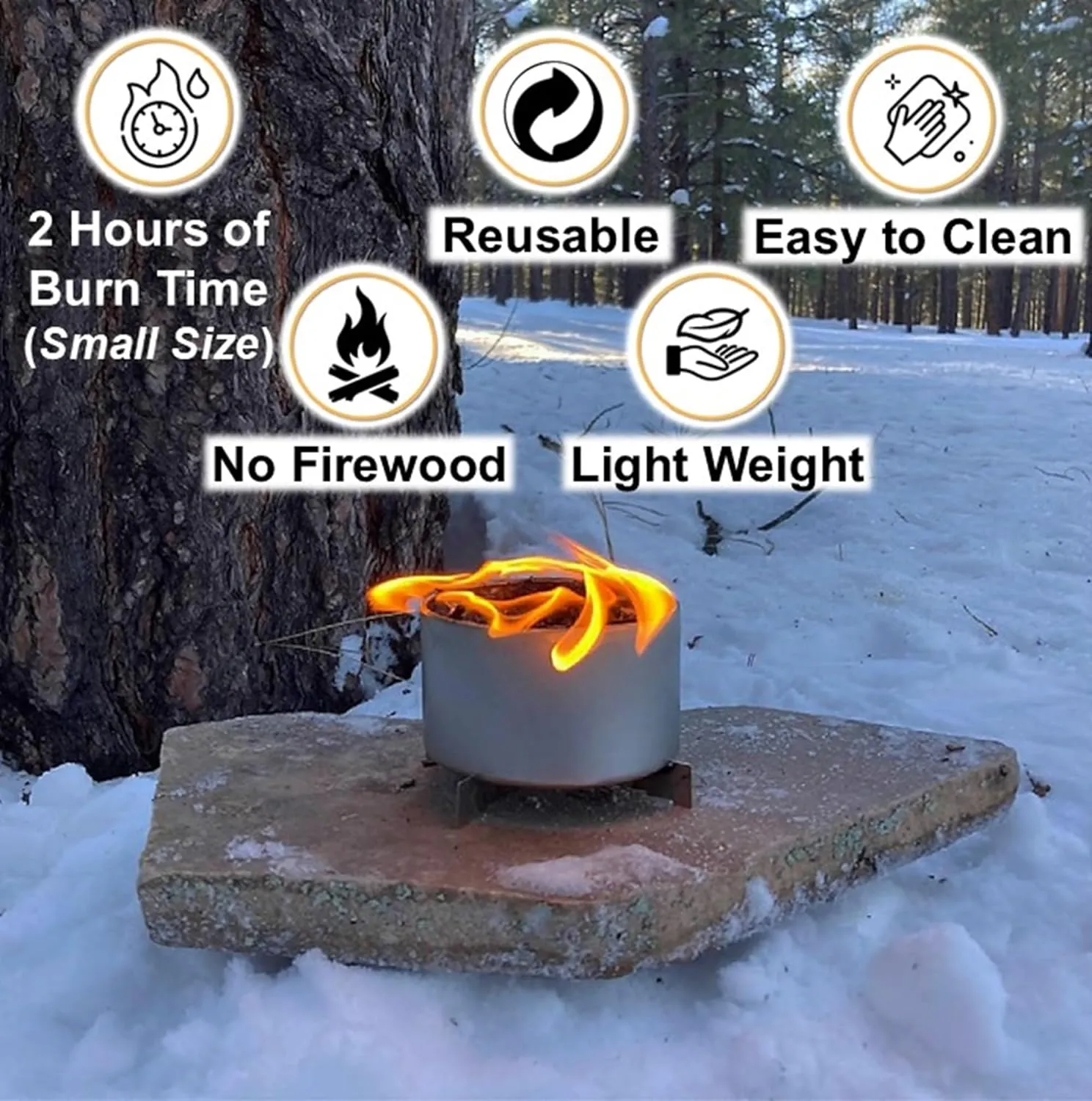 | Made in USA | Portable Mini Bonfire Campfire in a Can | Reusable & up to 5 Hours of Burn Time | Picnics Parties S'Mores Gifts Bushcraft Camping Survival Emergencies