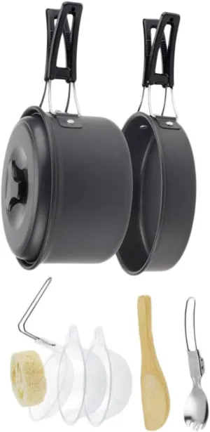 1 Set Camping Utensils Camping Accessories Teapot Supplies Stove Kettles Collapsible Kettle Camping Camper Decor Camping Kettle Camping Cookware Camping Mat Mess Pots Cutlery Black
