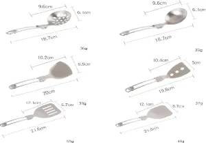 1 Set Of Stainless Steel Camping Folding Shovel Spoon Outdoor Multifunctional Tableware Set Of 6