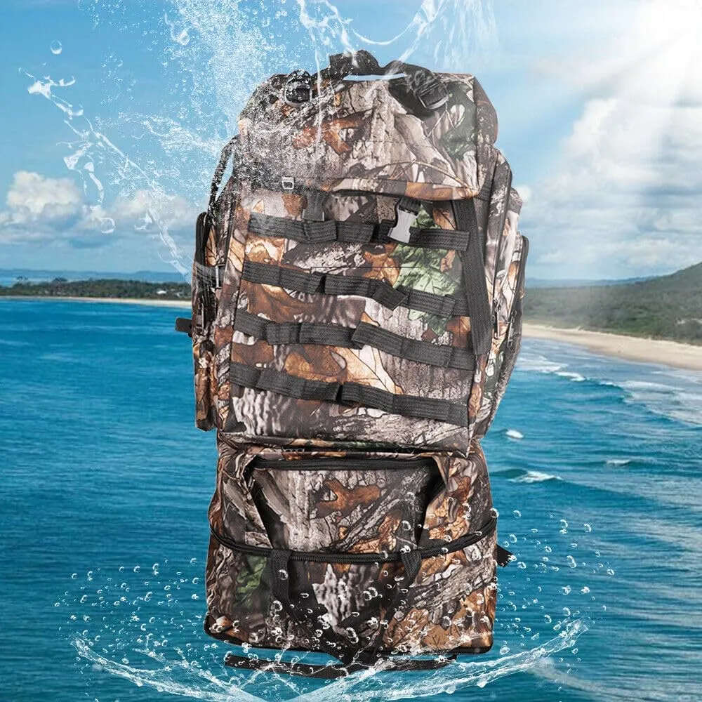 100L Camping Hiking Backpack, Large Military Tactical Backpack Waterproof Travel Daypack Survival Rucksack Bushcraft Backpack Lightweight Outdoor Camping Bag, Jungle Camouflage