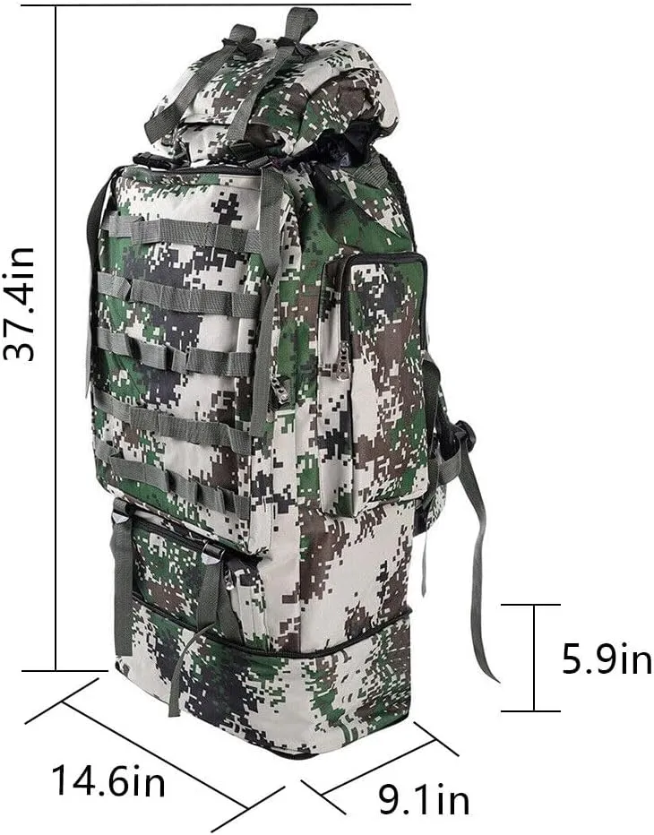 100L Camping Hiking Backpack, Large Military Tactical Backpack Waterproof Travel Daypack Survival Rucksack Bushcraft Backpack Lightweight Outdoor Camping Bag, Jungle Camouflage