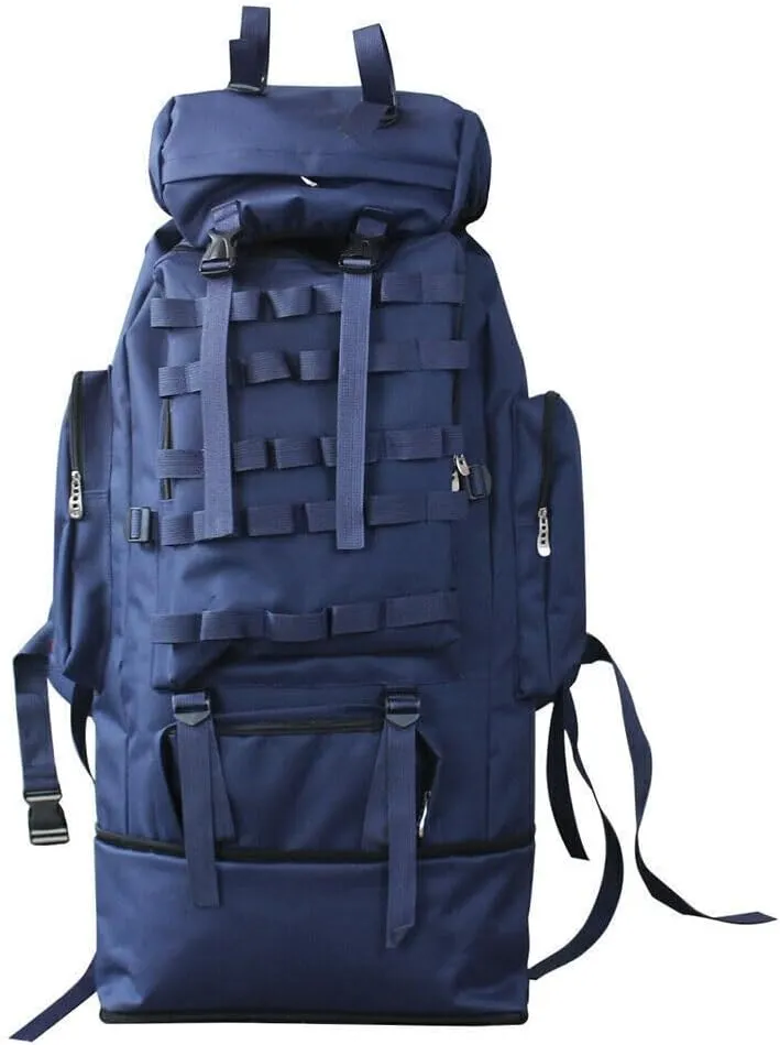 100L Camping Hiking Backpack, Large Military Tactical Backpack Waterproof Travel Daypack Survival Rucksack Bushcraft Backpack Lightweight Outdoor Camping Bag, Navy Blue
