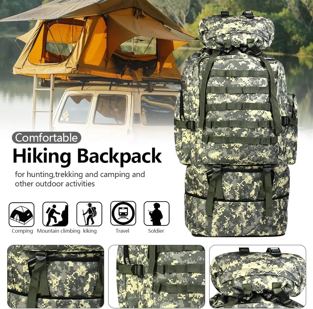 100L Camping Hiking Backpack Waterproof Military Tactical Backpack Sports Survival Backpacks for Traveling and Hiking (Air Force Camo)