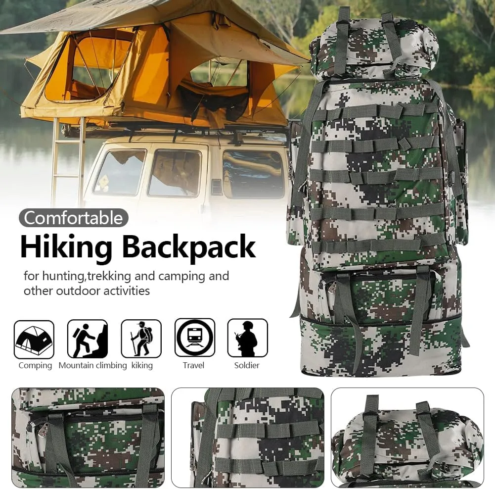 100L Camping Hiking Backpack Waterproof Military Tactical Backpack Sports Survival Backpacks for Traveling and Hiking (Jungle Camo)