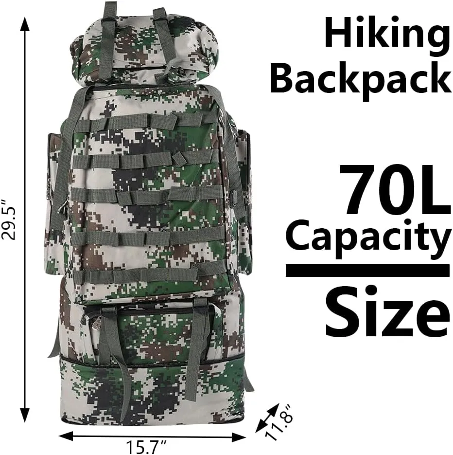 100L Camping Hiking Backpack Waterproof Military Tactical Backpack Sports Survival Backpacks for Traveling and Hiking (Jungle Camo)