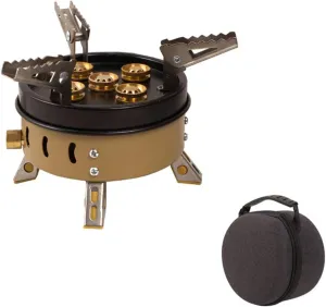 11000W Camping Gas Stove Cassette Stove Windproof Folding Outdoor Fire Stove Portable Cooking Stove Compatible With Travel Hiking Picnic (Color : Khaki)