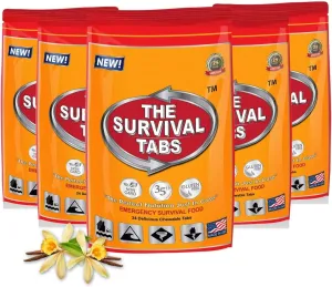 120 tabs Snack Food for 10 Days Emergency Survival MREs Meals Ready-to-eat Bugout for Travel Camping Boating Biking Hunting Activities Gluten Free and Non-GMO 25 Years Shelf Life - Vanilla Malt Flavor