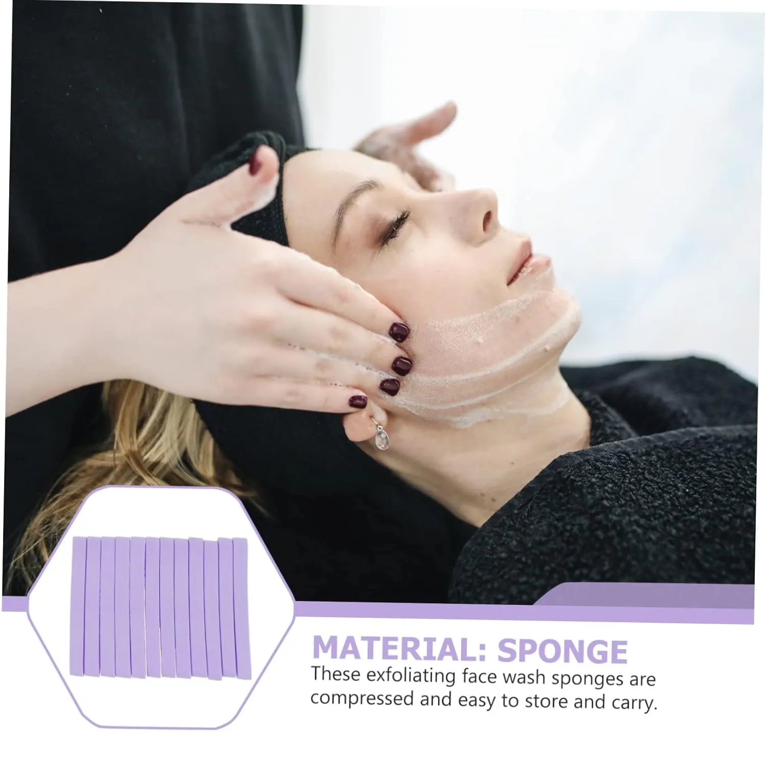 120pcs Compressed Face Wash Sponge Gentle Makeup Cleansing Puff for Women Men Exfoliating Facial Pad Travel Portable Purple 12pcs/Bag