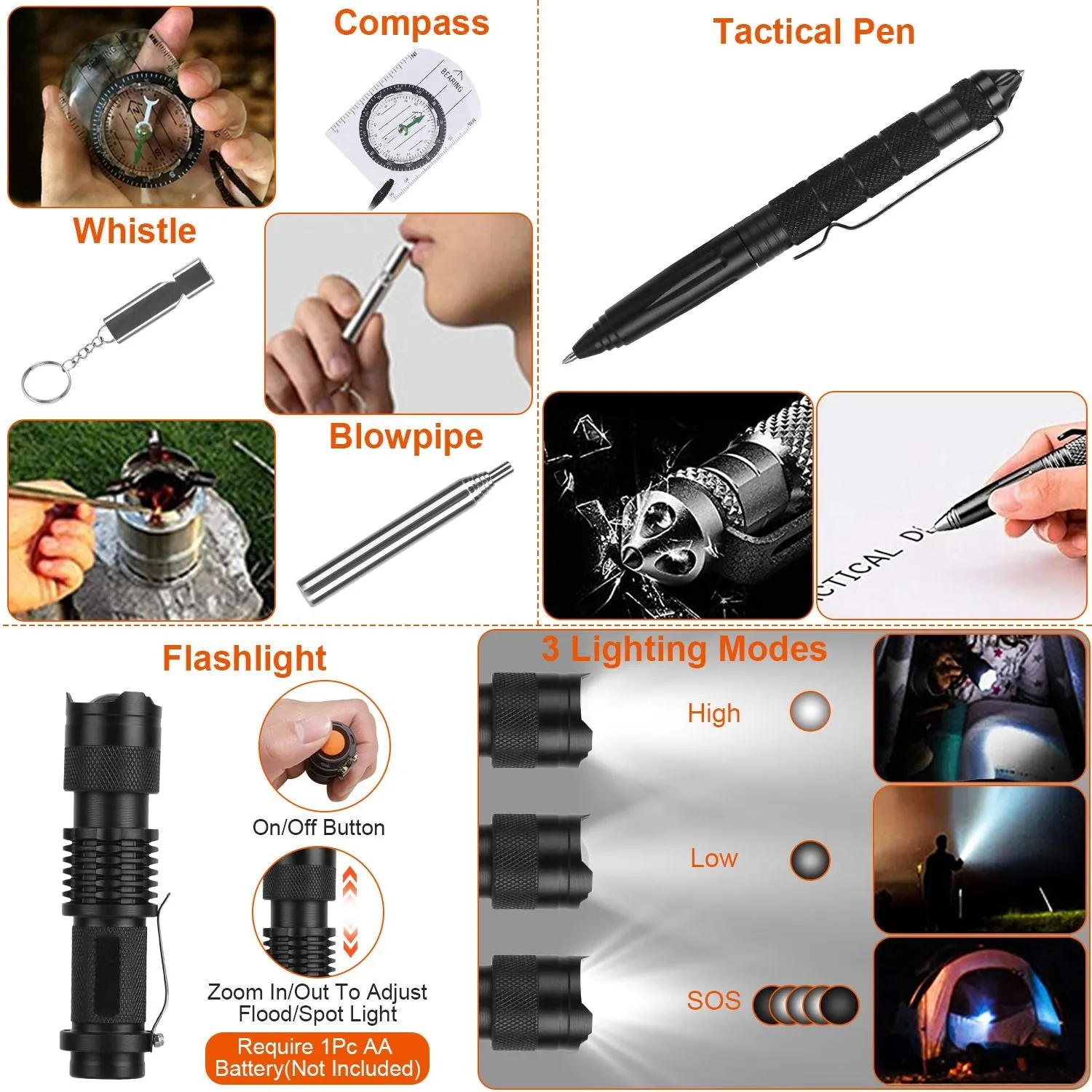 125Pcs Survival Kits Professional Emergency Survival Gear - Tactical First Aid Kit Supplies