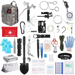 125Pcs Survival Kits Professional Emergency Survival Gear - Tactical First Aid Kit Supplies