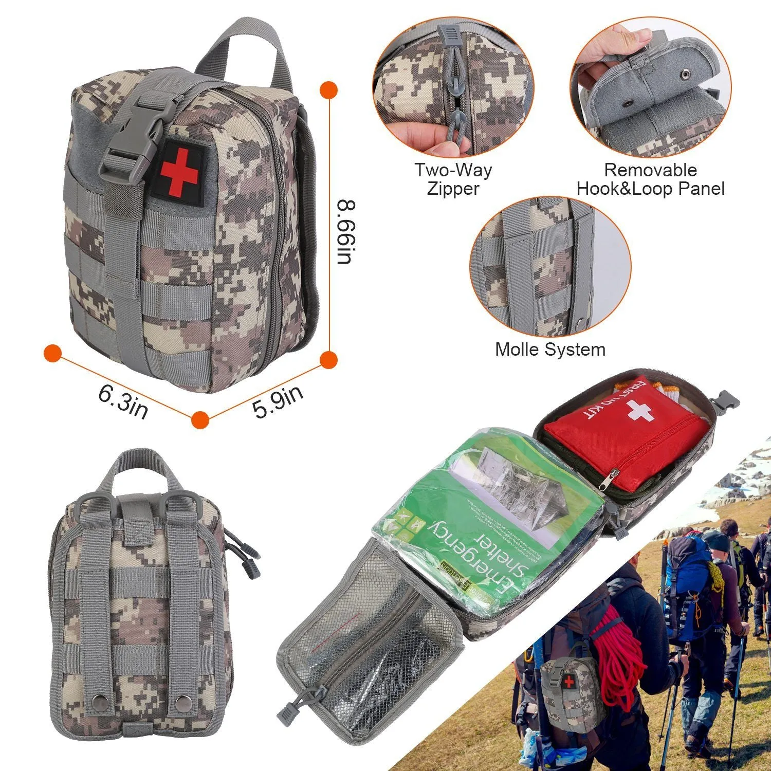 125Pcs Survival Kits Professional Emergency Survival Gear - Tactical First Aid Kit Supplies