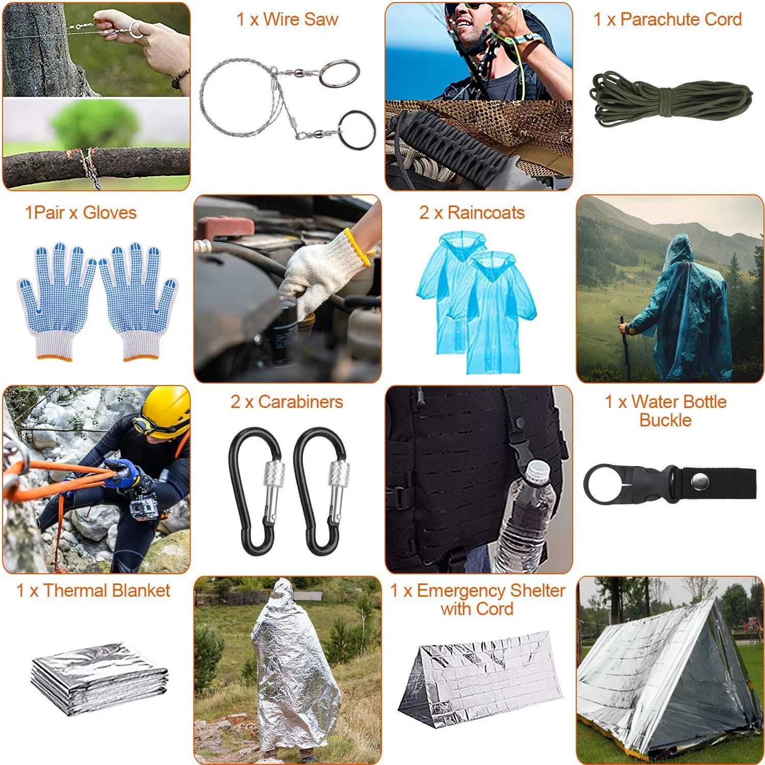 125Pcs Survival Kits Professional Emergency Survival Gear - Tactical First Aid Kit Supplies