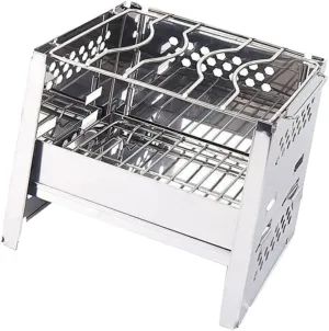1Pc Portable Collapsible Stainless Steel Burning Stove Outdoor Camping Cookware Efficient Bbq Grill for Picnics High Temperature Resistance Durable Design for Roasting Meat
