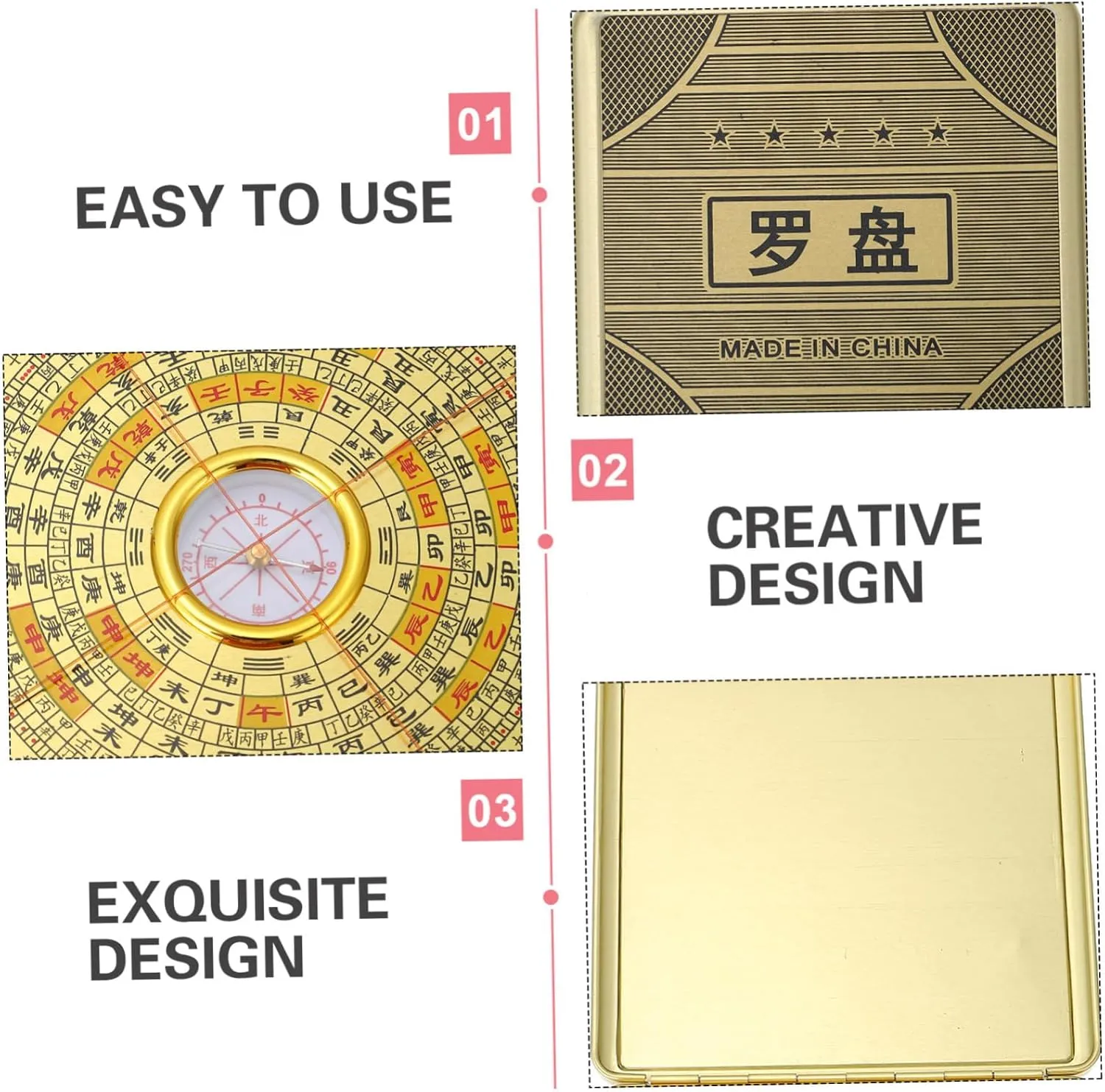 1pc Precision Compass Chinese Compass Decorating Tools Feng Shui Lo Pan Tool Compass Keychain Pan for
