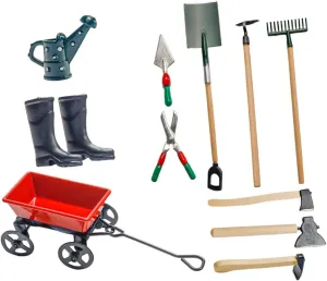 1Set Miniature Gardening Tools Set Dollhouse Garden Accessories with Wheelbarrow Watering Can Shovels and More for Miniature Gardening Projects