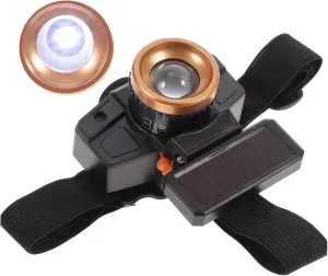1Set Rechargeable LED Headlamp Multi Function Headlight with Motion Sensor and Solar Charging Straps for Night Running Camping Fishing and More