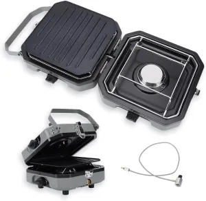 2 Folding Camping Stove Non Stick 18000 BTU Multifunctional Portable Stove with Pan for Garden Party Outdoor Activities