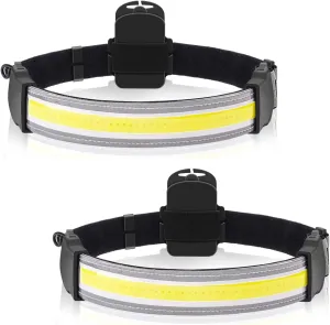 2 Pack Headlamp Flashlight, 2000 Lumens LED 220° Wide Beam Headlamp Lightweight Running, Fishing, Camping and Outdoor Headlamps COB Bright Headlight Battery Powered Head Lamp, Yellow