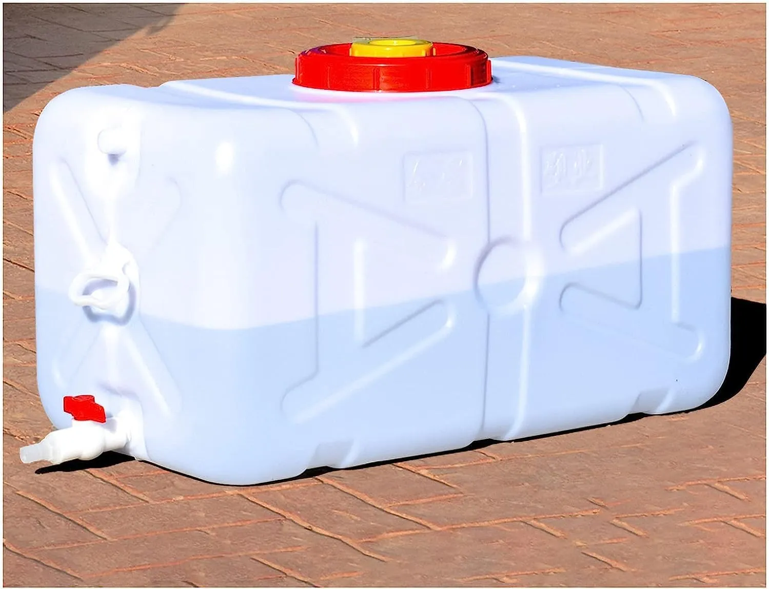 20 Gallon Portable Water Tank with Spigot&Hose, Water Storage Container for Camping, RV, Truck, Emergency Preparedness