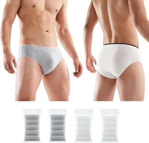 20 Packs Mens Cotton Disposable Underwear Panties Portable Briefs for Travel Fitness Hotel Spa Hospital Mid Waist