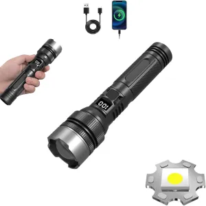 2025 The Ultimate Survival Flashlight Benighty Flash Light,Super Bright Led Flashlight with LCD Digital Display, Waterproof Zoomable Tactical Flashlights for Camping, Emergencies (1PCS)