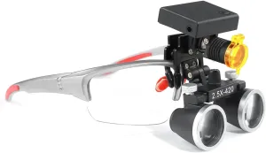 2.5X Magnification Binocular Loupes Magnifier Cordless 3W Headlamp with Filter Silver
