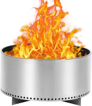 27" Smokeless Fire Pit with Air Switch, Wood Burning Portable Stainless Steel Outdoor Firepit with Removable Stand and Ash Pan, Ideal for Camping for Backyard Patio and Picnic， H: 11.5 in, 26.9 lbs…
