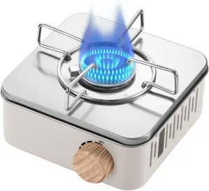 2800W Camping Portable Gas Stove Butane, Single Burner Gas Stove for Outdoor Hiking Camping Backpacking Picnic,7.48”*8.46”*3.74” (White)