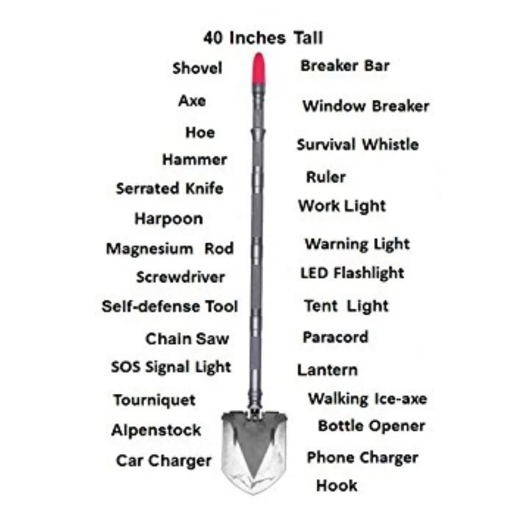 29-Function Shovel Multi Tool Kit - Compact Survival Equipment for Preppers