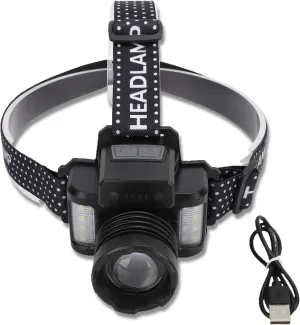 30W LED Rechargeable Headlamp, Super Bright Camping Headlight with Charging Indicator Adjustable Lightweight Emergency Survival Head Torch for Outdoor
