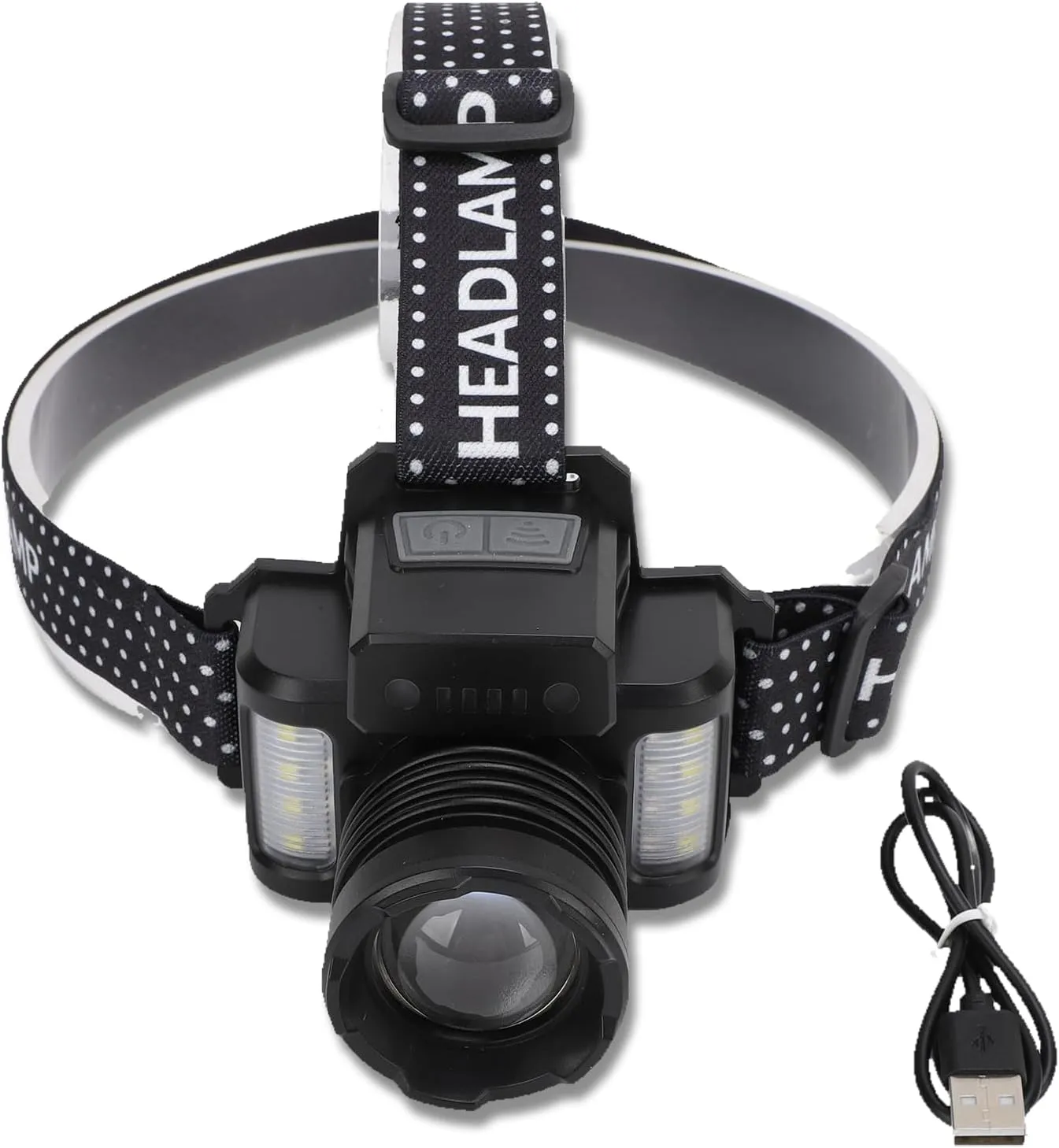 30W LED Rechargeable Headlamp, Super Bright Camping Headlight with Charging Indicator Adjustable Lightweight Emergency Survival Head Torch for Outdoor