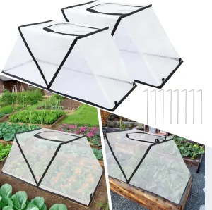 32.2" X 13.4" X 14" Foldable Greenhouse Cover for Raised Garden Bed Garden Row Accelerator Plants Cover with Breathable Mesh Spring-Up Greenhouse Frost Cover for Vegetable Plant Seedlings (2 PCS)
