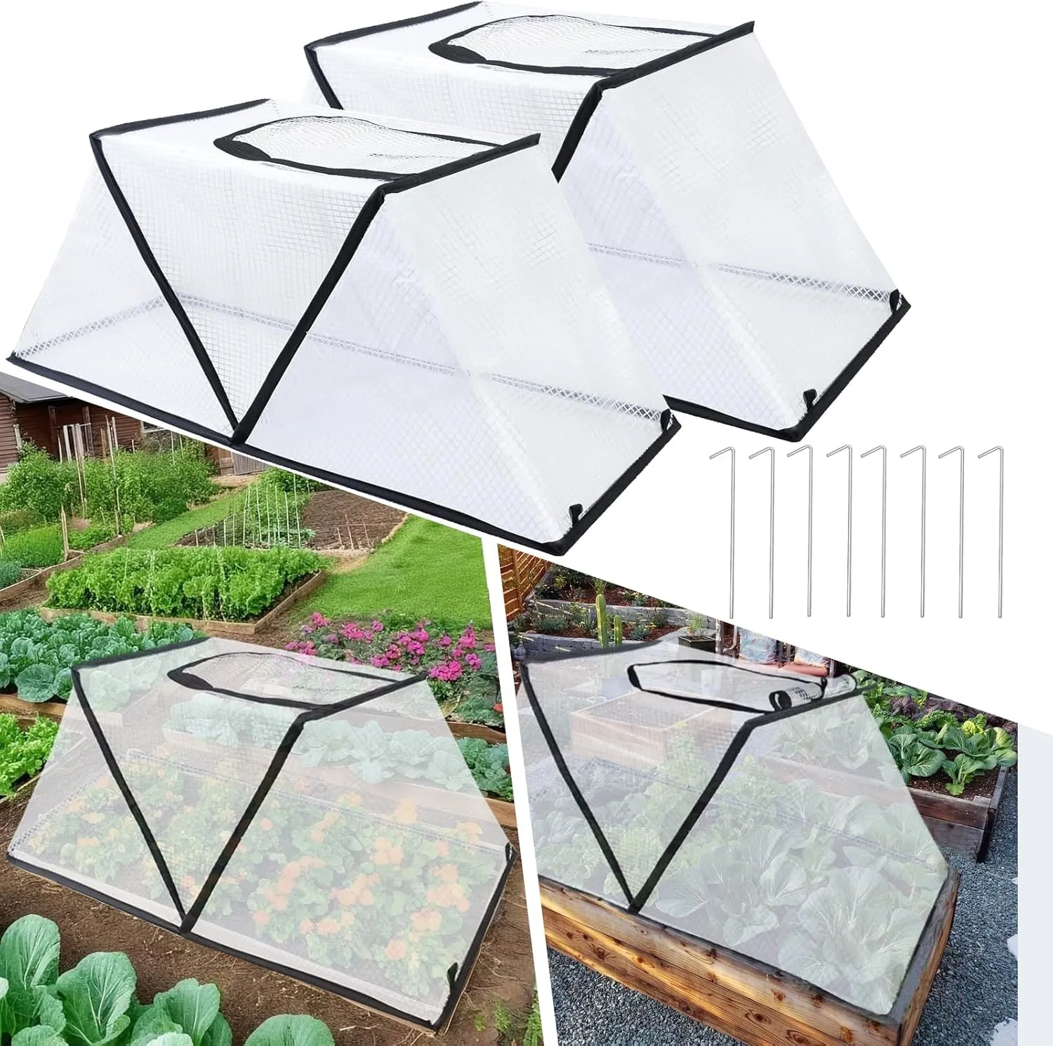 32.2" X 13.4" X 14" Foldable Greenhouse Cover for Raised Garden Bed Garden Row Accelerator Plants Cover with Breathable Mesh Spring-Up Greenhouse Frost Cover for Vegetable Plant Seedlings (2 PCS)