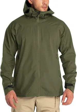 33,000ft Mens Rain Jacket, 3-Layer Performance Lightweight Rain Jackets Waterproof with Hood for Hiking Ski Sailing Cycling