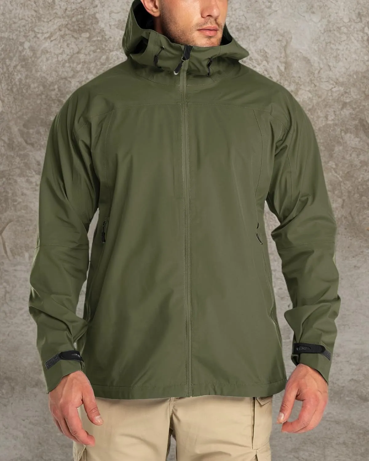 33,000ft Mens Rain Jacket, 3-Layer Performance Lightweight Rain Jackets Waterproof with Hood for Hiking Ski Sailing Cycling