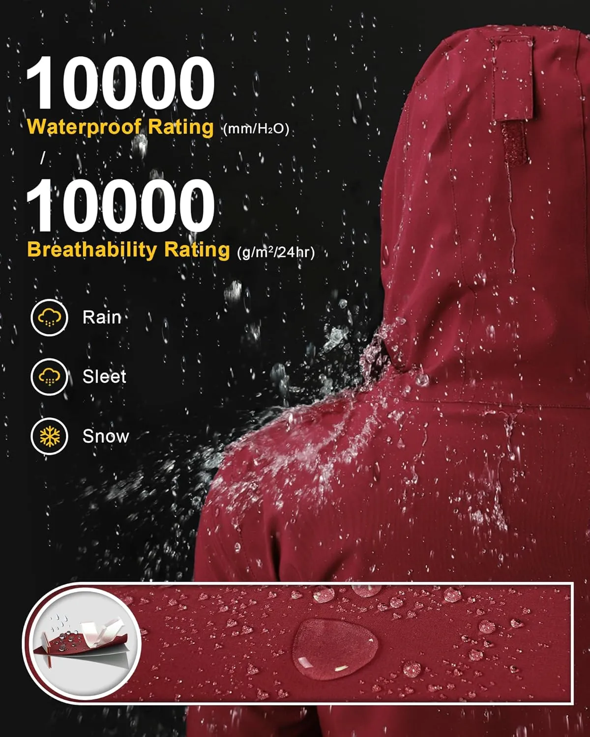 33,000ft Mens Ski Jacket Waterproof Insulated Snow Jacket, Mountain Breathable Winter Jackets for Men Ski Snowboard Coat