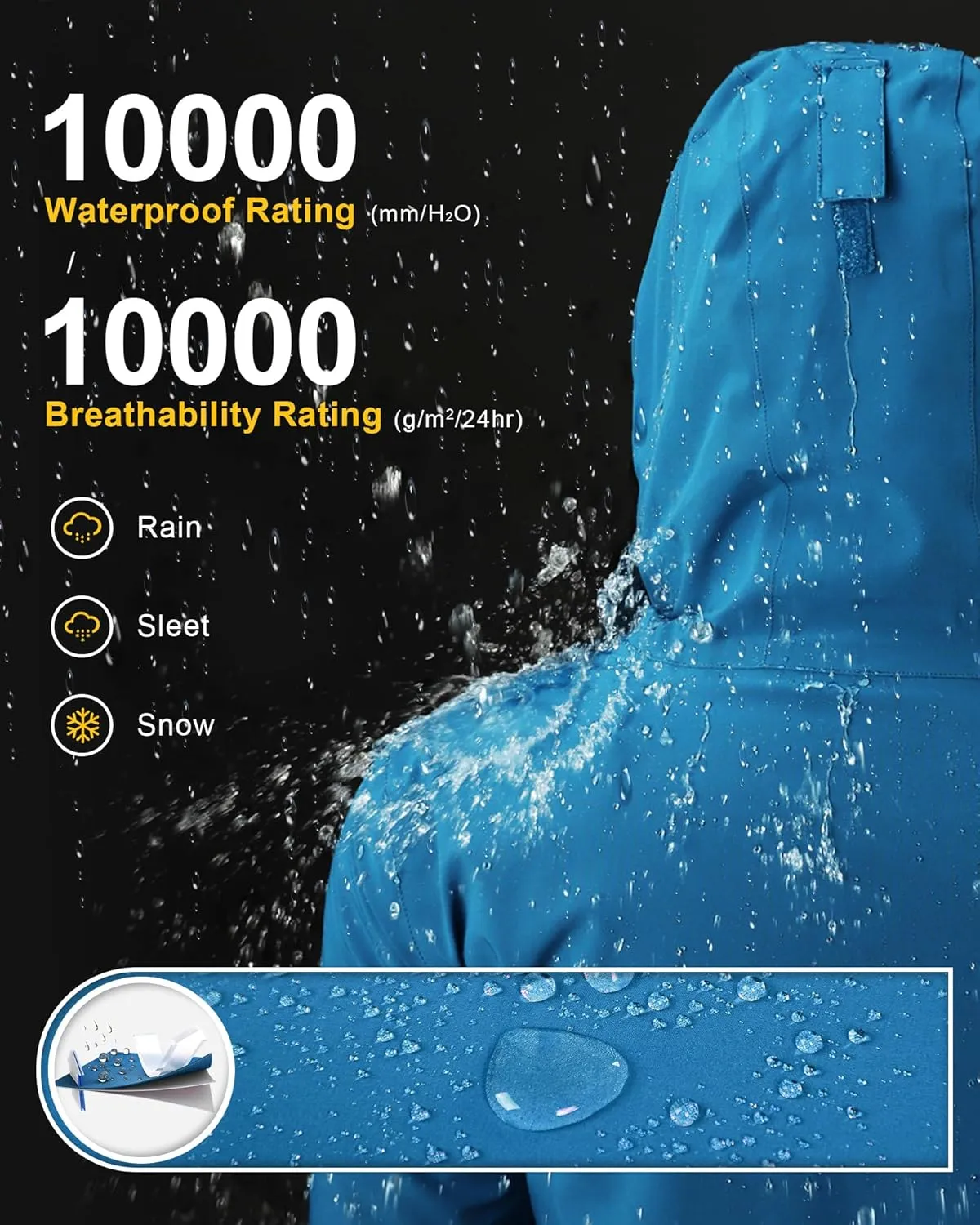 33,000ft Mens Ski Jacket Waterproof Insulated Snow Jacket, Mountain Breathable Winter Jackets for Men Ski Snowboard Coat