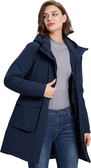 33,000ft Women's Waterproof Insulated Coats with Hood Long Thicken Warm Winter Coats Raincoat Windproof Parka Jacket Ski