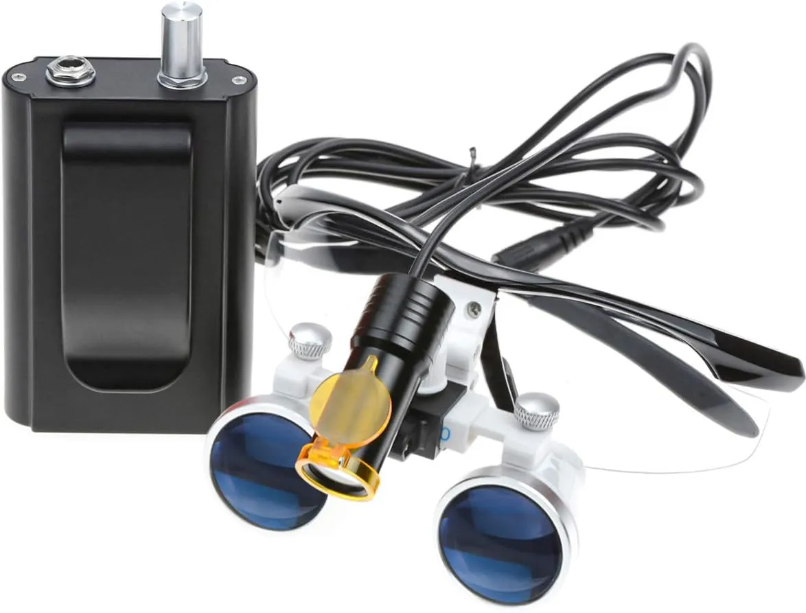 3.5x420 Loupes Magnifier Magnification Binocular 5W Headlamp Belt Clip Type Case (Black)