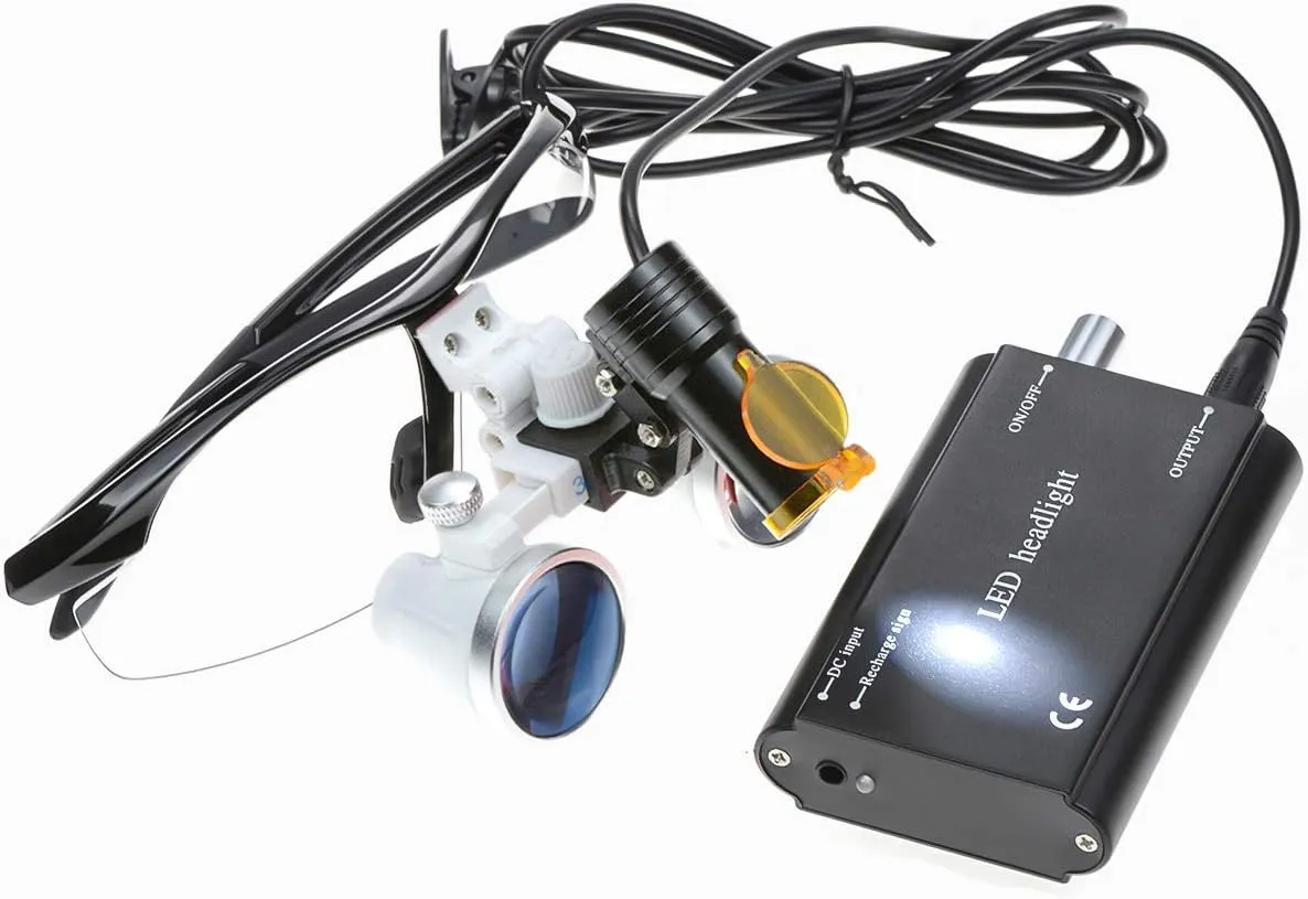 3.5x420 Loupes Magnifier Magnification Binocular 5W Headlamp Belt Clip Type Case (Black)