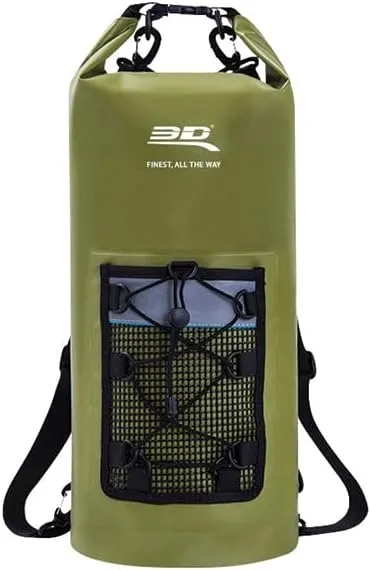 3D MAXpider Roll Top Dry Bag Backpack 10L, Waterproof Lightweight Floating Marine Drybag - Detachable Straps, Mesh Front Pocket - Travel, Hiking, Fishing, Swimming, Boating, Kayaking, Camping (Green)