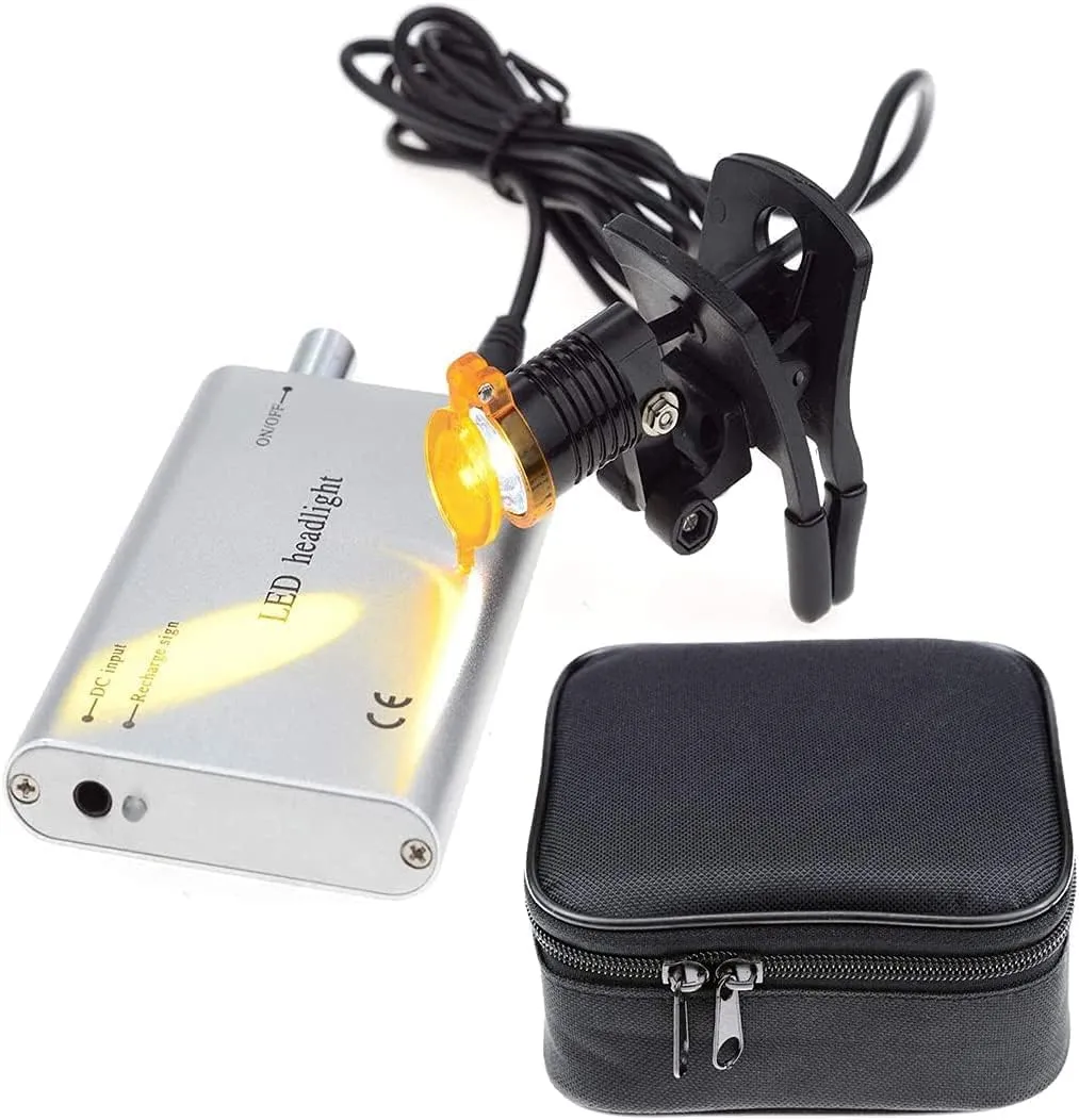 3W Headlight Source With Plastic Clip Filter Head Light Headlamp for Binocular Loupe (Silver)
