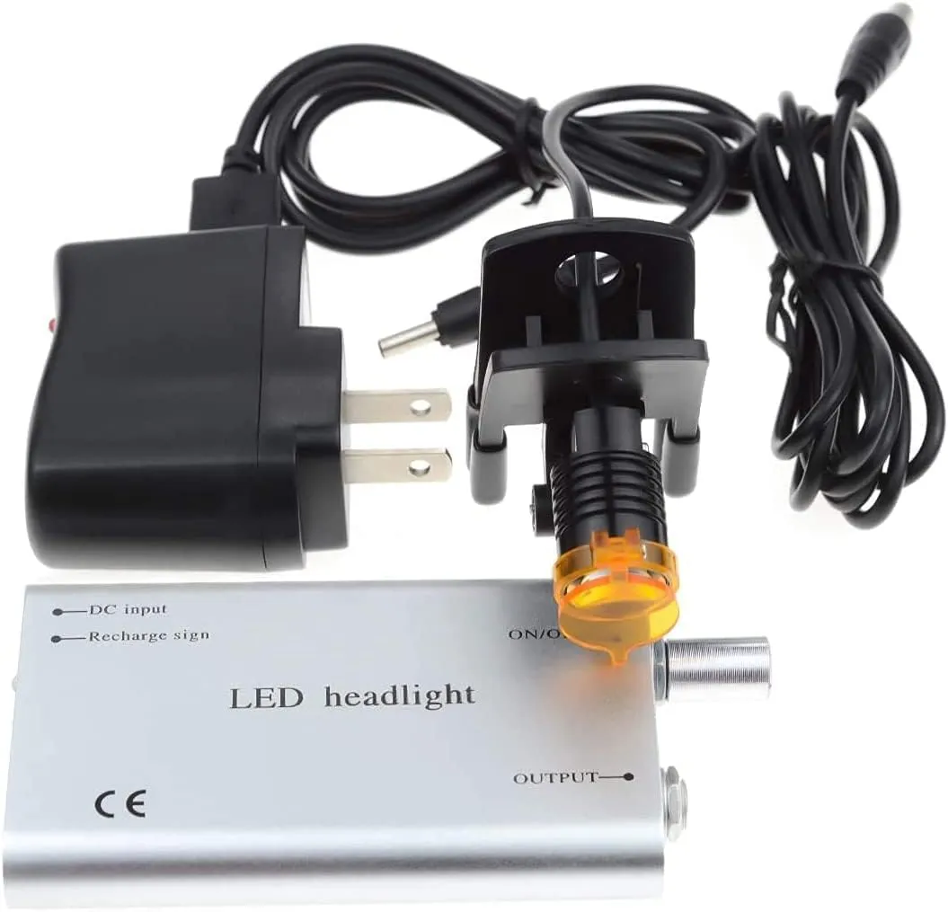 3W Headlight Source With Plastic Clip Filter Head Light Headlamp for Binocular Loupe (Silver)