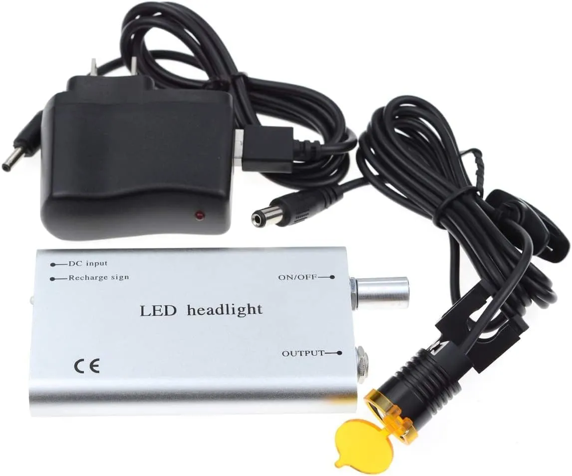 3W Headlight with Iron Clip Filter Head Light Headlamp for Binocular Loupe (Gray)