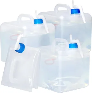 4 Pack PNEUICALLY Collapsible Water Jugs for Camping and Emergency - Foldable Water Storage Containers with Spigot, BPA Free 5.3 Gallon Tank