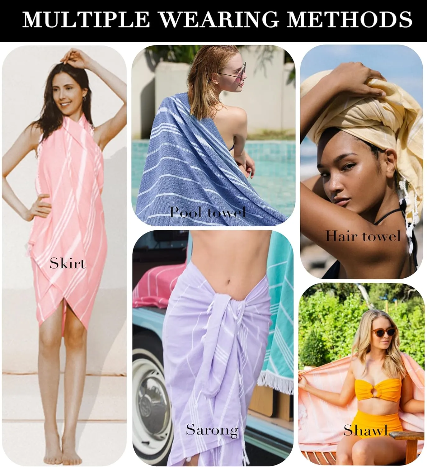 4 Packs Turkish Beach Towels Gym Towel Camping Blanket Xl Large Size Sandfree Sandrpoof Thin Fast Drying Packable Honeymoon Travel Essential Summer Vacation Accessories Hawaii Trip Necessities