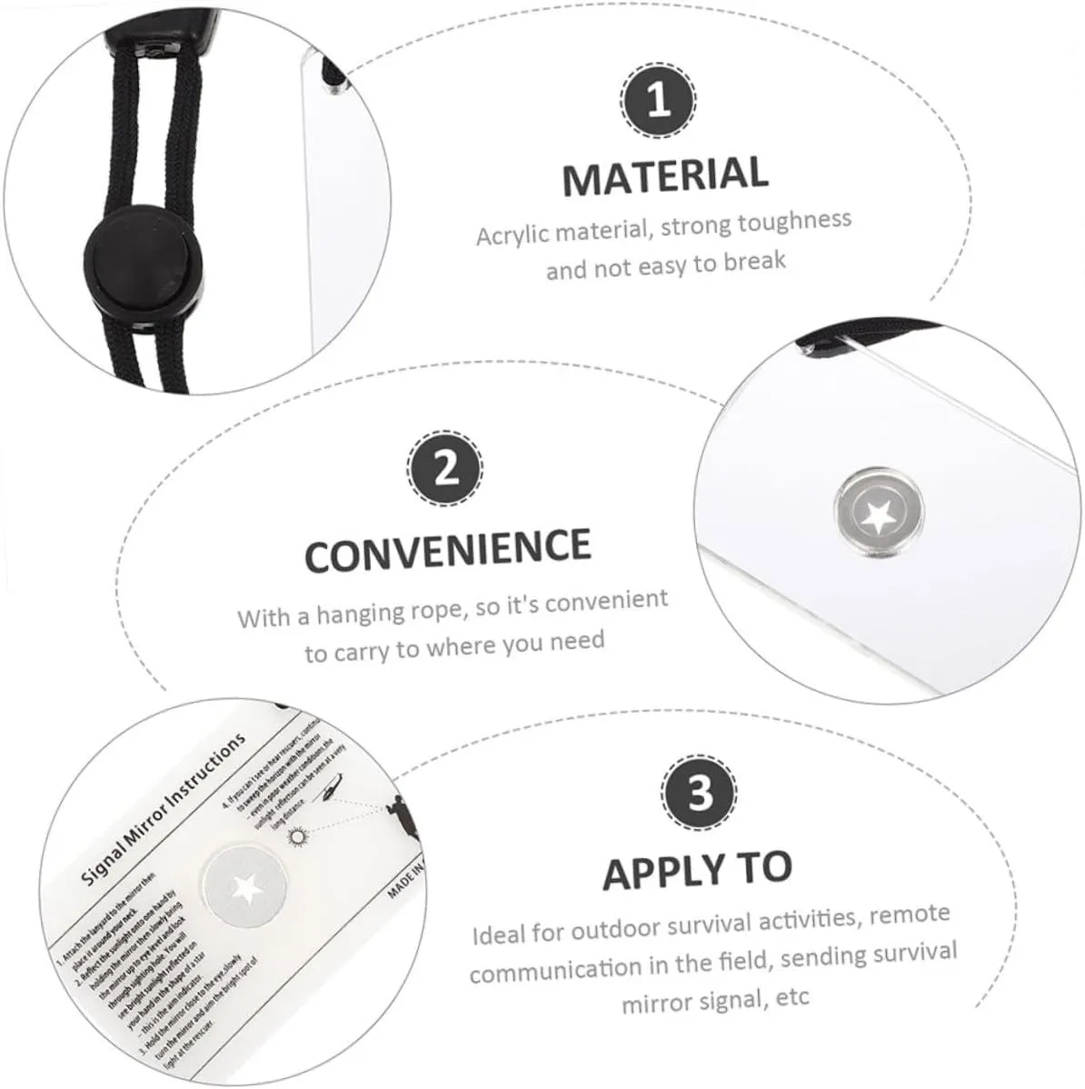 4 Pcs Signal Mirror Camping Emergency Mirror Camping Mirror Marine Camping Supplies Camping Water Bottle
