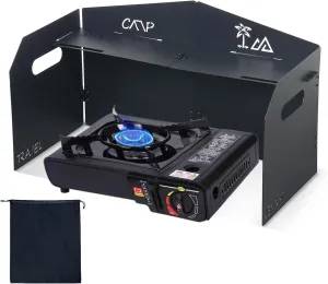 4 Plates Camping Stove Windscreen Metal Wind Blocker Folding Stove Windshield with Storage Bag Stove Wind Screen for Outdoor Camping Accessories for Camping, Hiking, Cooking, Picnic (Model 1)