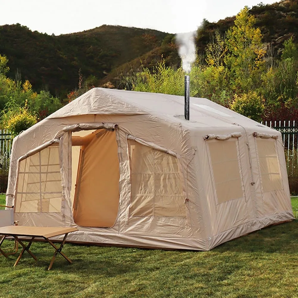 4 Season 5-6 Person Deluxe Family Tent Camping Tent with Separate Living and Sleeping Area,3000mm Waterproof Large Pop-Up Tent with Pump and Stove Jack Hole