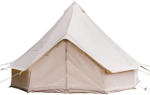4 Season Cotton Canvas Yurt Tent with Stove Jacks, 6M / 20ft Canvas Bell Tent, Big Space Camping Yurt Style Tent for Family Camping Picnic